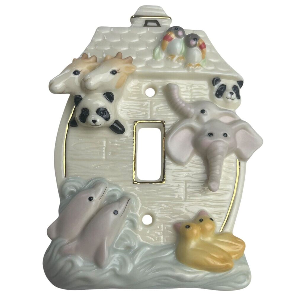 Lenox New 3D Ceramic Porcelain Noah's Ark Switch Plate Light Cover Nursery 5.25β